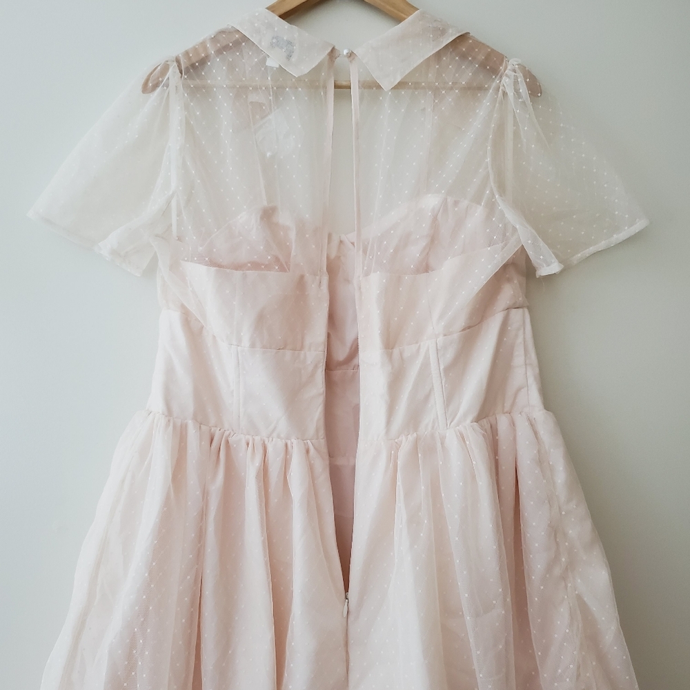 Unique Vintage Swiss Dot Tulle Sweetheart Retro Swing Dress - Picture 15 of 16